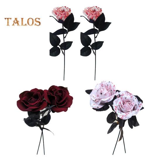 2 szt. Halloween Sztuczna dekoracja kwiatowa Realistyczny bukiet krwistych róż Sztuczne kwiaty na festiwale duchów Imprezy Wystrój domu