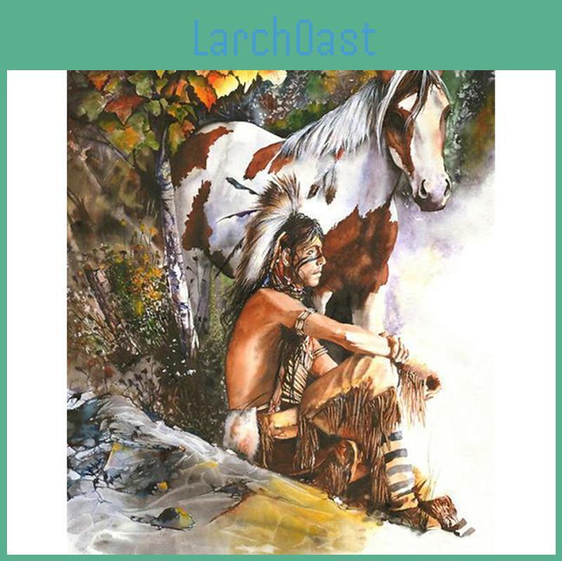 5d Mosaic Diy Diamond Diamond Embroidery Indians With Horse Embroidered Cross Stitch Home Decoration