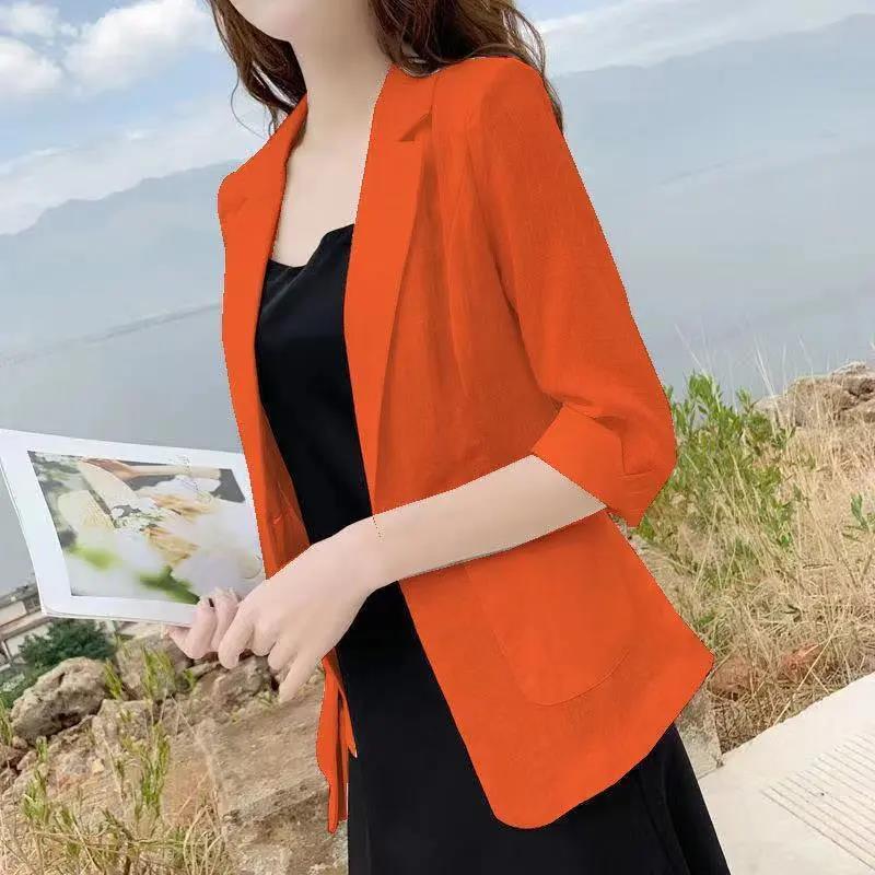 Casual Blazer Lightweight Sun Protection Jacket Women Breathable Thin Short Spring  Suit Petite