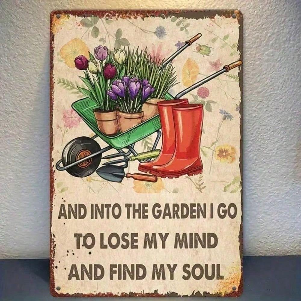 Vintage Metal Wall Art Garden Sign 20x30cm Rustic Outdoor Decor