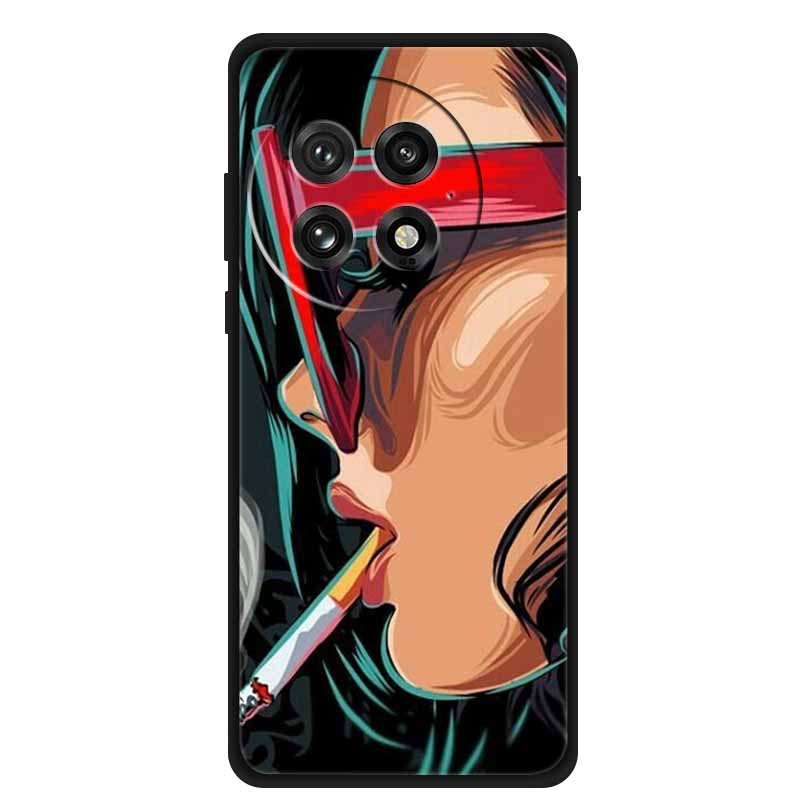 For OnePlus 13 5G Case Colorful Splicing Cartoon Soft Silicone Black Cover For OnePlus 13R 5G Fashion Capa 1+13 Protective Funda