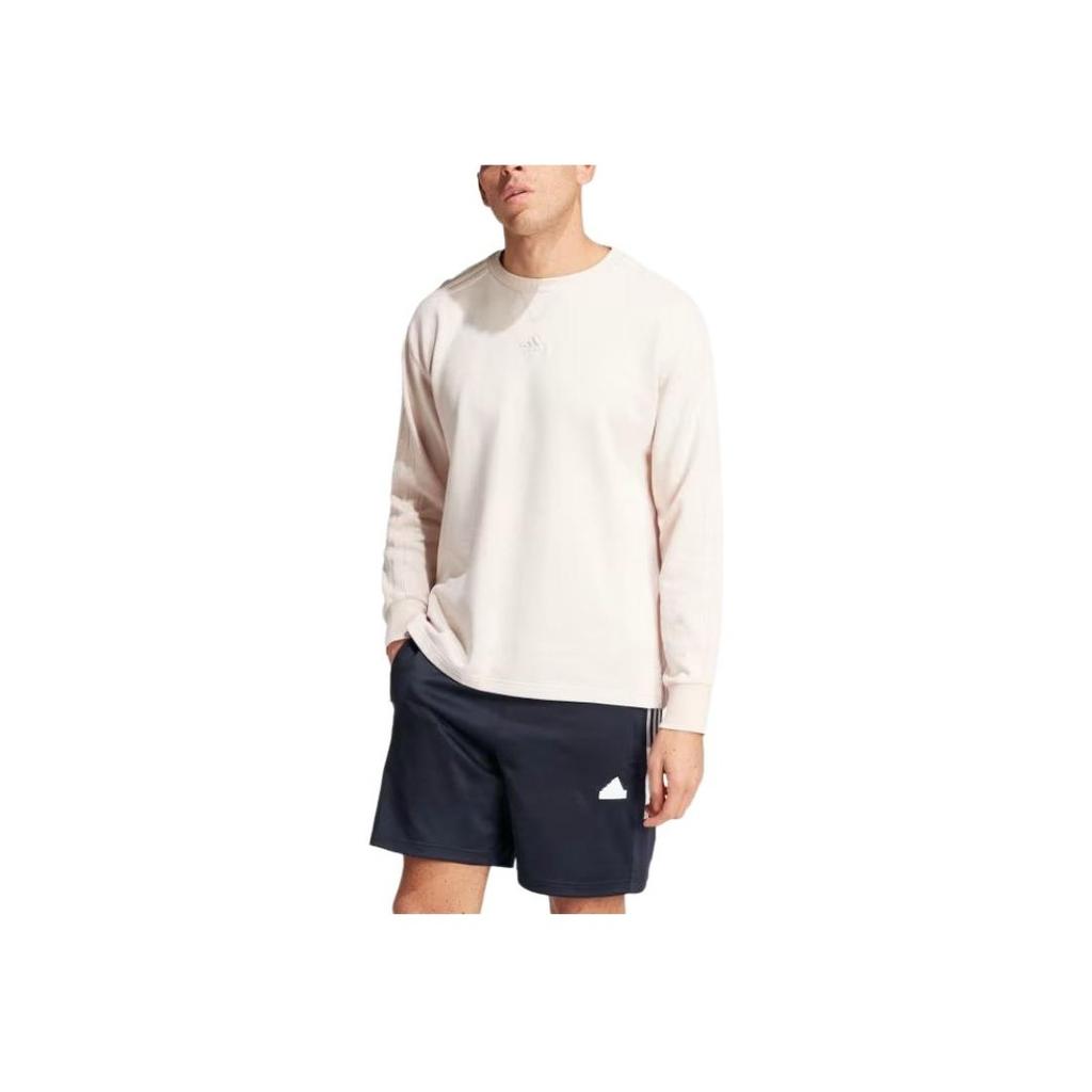 Adidas All Szn French Terry 3-Stripes Garment Wash Crew Sweatshirt Putty Mauve Men Streetwear IR5255