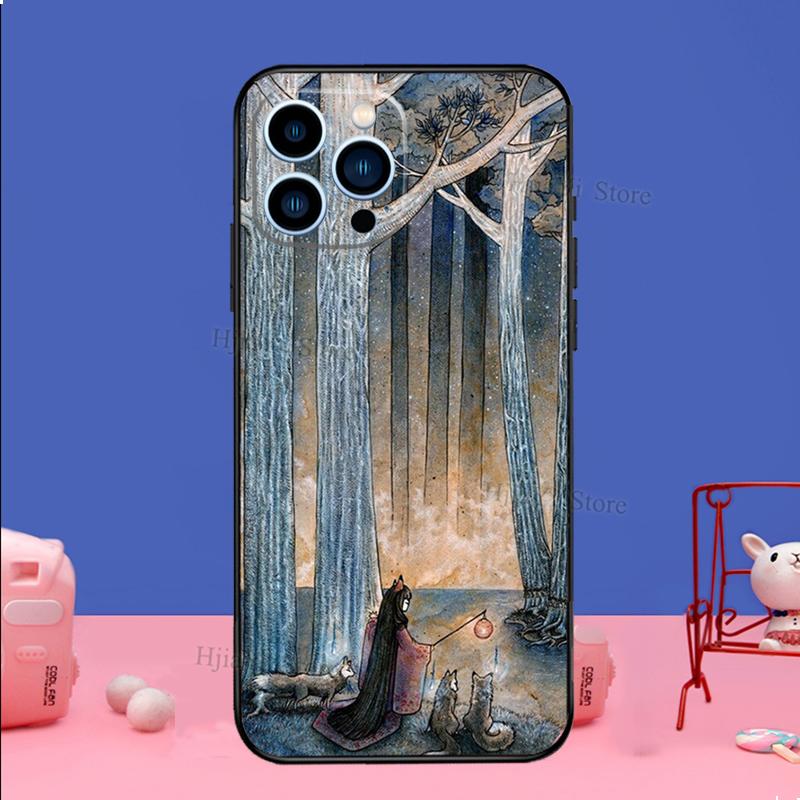 

Чехол для телефона Kitsune Fox Art для iPhone 12 13 Mini 11 Pro XS Max 6 7 8 Plus SE 2020 X XR, силиконовый чехол iPhone X XS