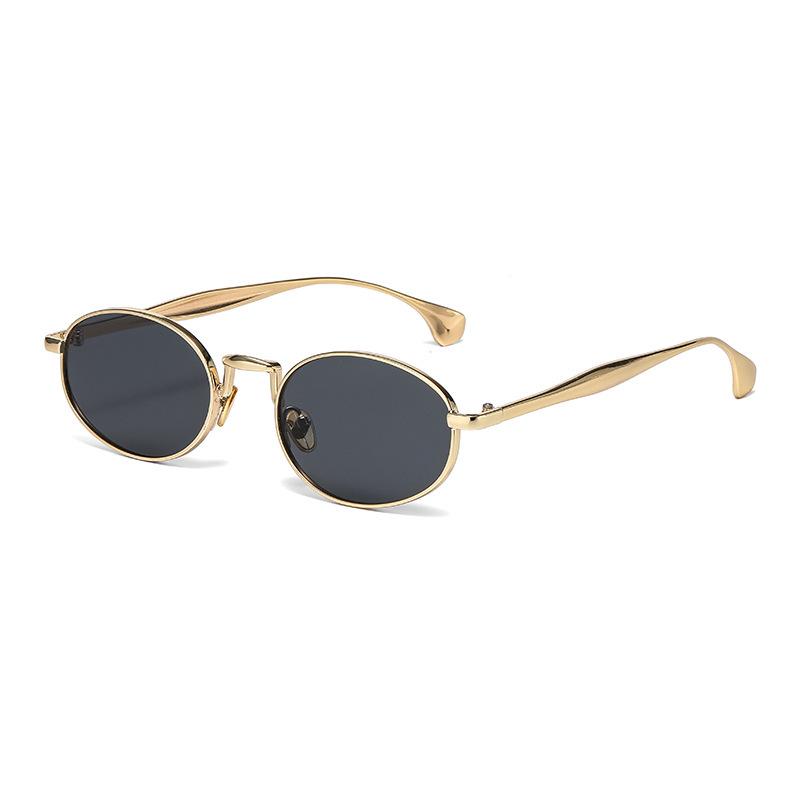 Retro Fashion Metal Oval Frame Sunglasses - Unisex European & American Street Style