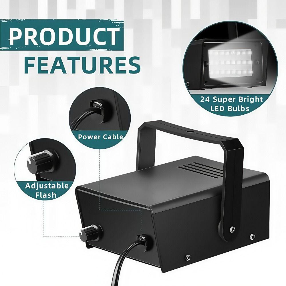 Lumière Stroboscopique LED Flash Réglable 24LED Lumière de Scène Stroboscope Professionnel Lumières de Fête Stroboscopiques Fête