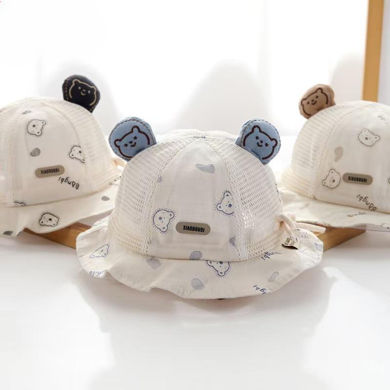 Baby Hat Spring and Autumn Thin Baby Boy Cartoon Sun Hat Baby Daughter Summer Sun Protection Hat Adjustable Fisherman Hat