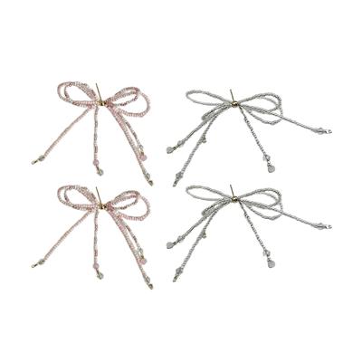 Elegant Beaded Bows Ear Rings Piercing Jewelry Simple Butterfly Knot Accessory for Daily Wear Bowknot Studs Accessory