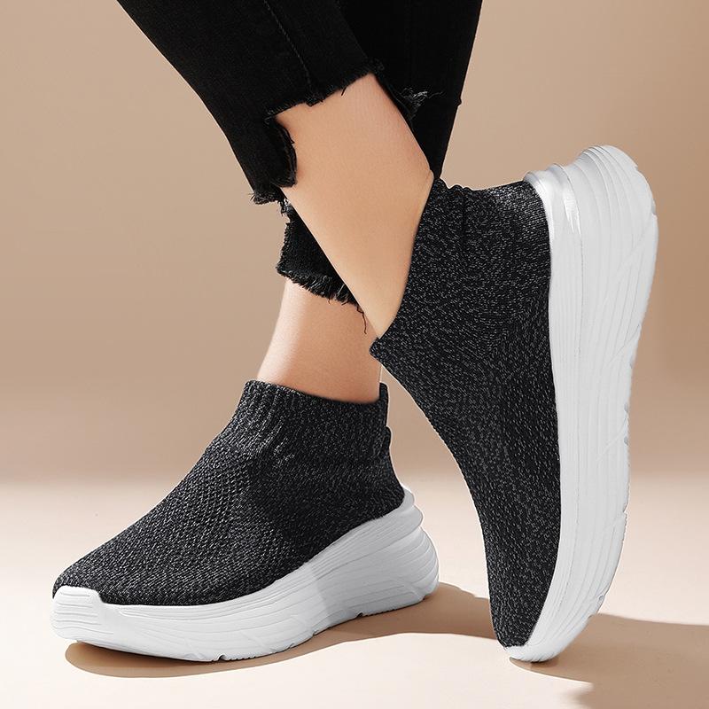 2024 autumn couple socks shoes high-top foot-fitting fly-woven sports shoes men's and women's platform casual shoes are hot-selling