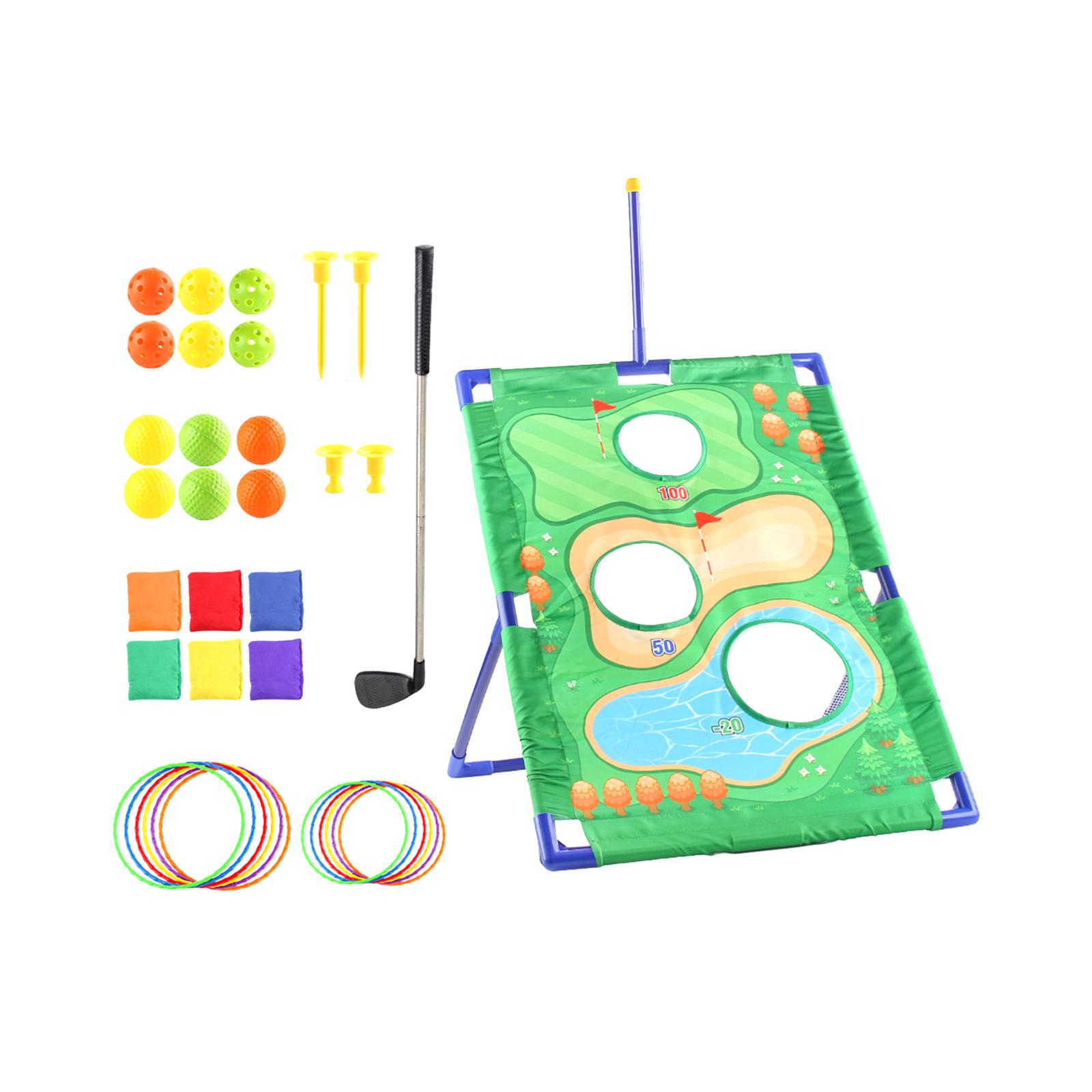 Golf Cloth Rack Sandbag Ring 3in1 Throwing Game Practice Mat Set Outdoor Sports Parent-Child Interactive Toys Golf Game Christma