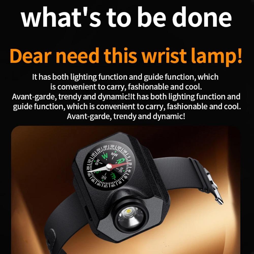 Wrist LED Light Wristwatch Flashlight with Compasses Rechargeable Outdoor Bracelet Flashlight Tactically Torch Camping Running