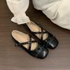 French Flat-soled Silver Single Shoes Women's 2025 New Summer Skirt Mary Jane Small Leather Shoes Ballet Beanie Shoes
