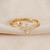 Minimalist Fashion Engraved Shiny Heart Cross Open Ring Suitable for Dates Parties Daily Jewelry