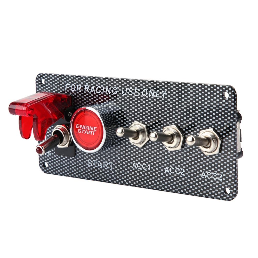 LED Illuminated Racing Ignition Switch Panel Carbon Fiber Car Start Switch 12V racing cars & RV