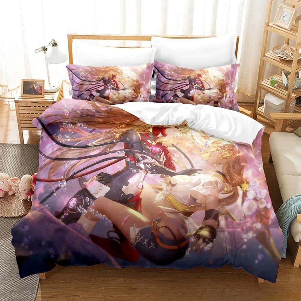 3D Printing Game Tower of Fantasy Anime Bedding Set Single Twin Full Queen King Size Bed Set Adult Kid Bedroom Duvetcover Sets