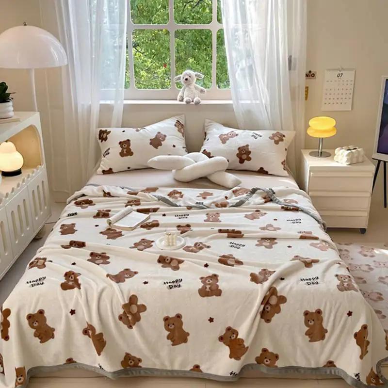 New Milk Fiber Printed Blanket 300G Cloud Mink Velvet Cover Blanket