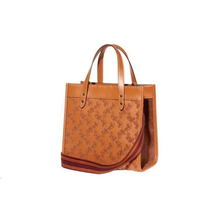 Coach Field 22 Classic Horse And Carriage Print Snap Closure Detachable Shoulder Strap Leather Tote Bag Women Tote Yellow CD750-V5UWP
