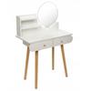 Coiffeuse En Bois Blanc Avec Miroir Et Tiroirs - 122x80x40 Cm
