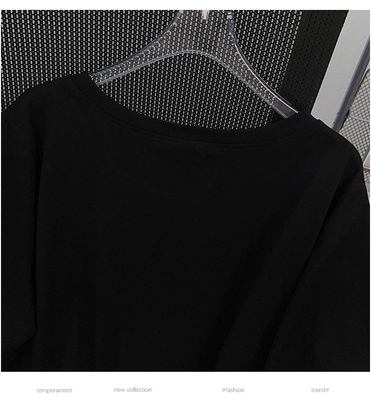 Damen Plus Size Locker Mittellanges Kurzarm-T-Shirt - Rundhalsausschnitt