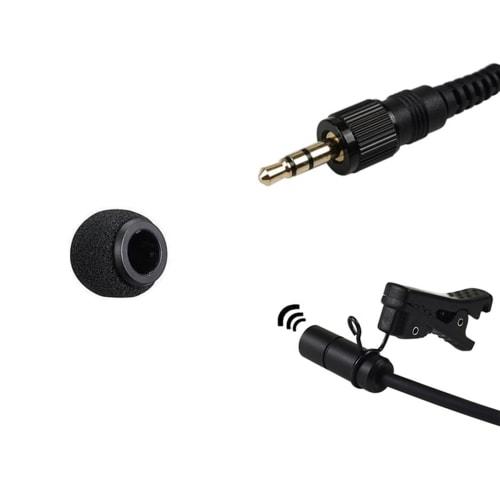 NiceAI Clip-on Lavalier Microphone (Compatible with Sony UWP Series) Wireless Microphone, 120cm, Black | Windproof Design with Noise Cancellation
