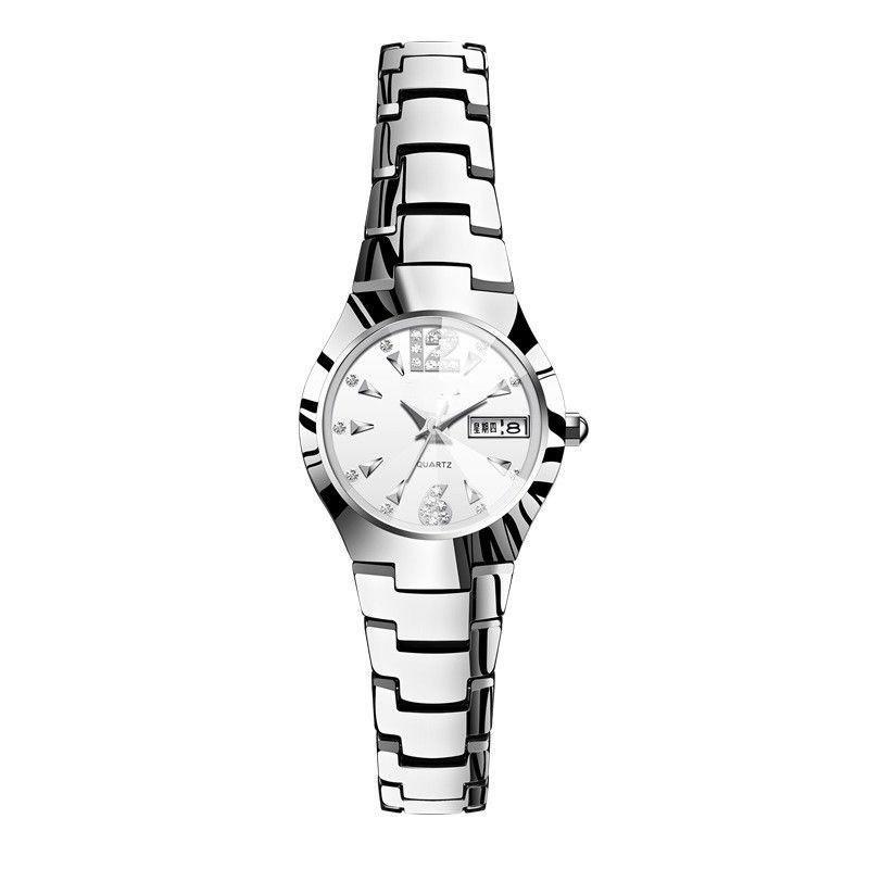 Movement Watch, Tungsten Steel Color Versatile Watch, Female Student Simple Waterproof Women'S Watch
