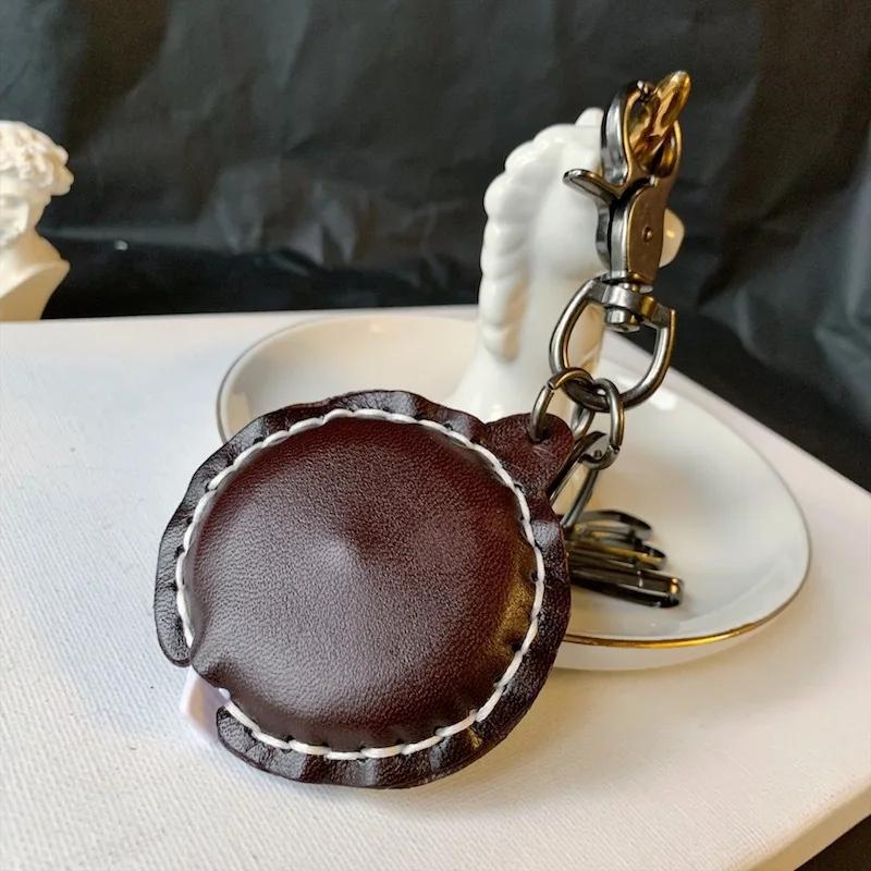 Kreativní kožená klíčenka Praktický přívěsek Klíčenka Vbudovaný svinovací metr Přívěsek Pánské Dámské Univerzální Ručně vyráběné Klíčové doplňky