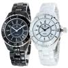 Salvatore Marra Pair Ceramic Bracelet Watch Set with Storage Box SM23103-BKA/WHA Unisex Black & White