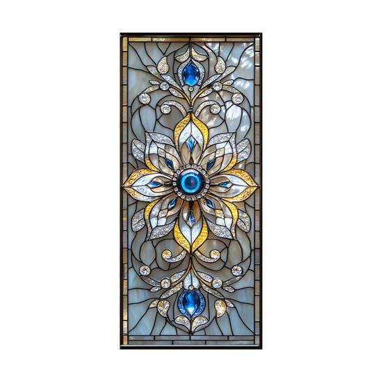 Window Privacy Film Sun Blocking Stained Glass Floral Window Decals Removable Static Clings
