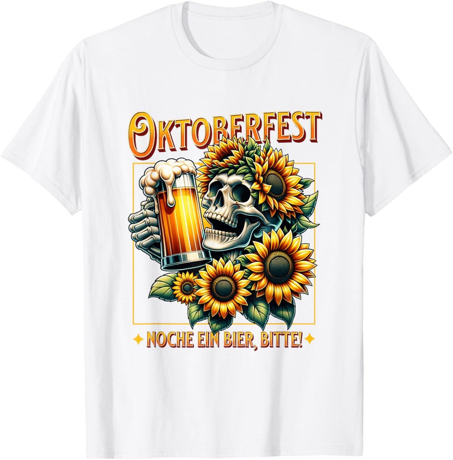T-shirt unisexe Vintage Oktoberfest Skeleton Drinking Festival S разноцветный
