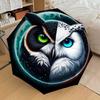 1pc Moonlit Yin-Yang Owl Umbrella with Plastic Handle,Suitable for All Seasons Home Travel Outdoor UmbrellaDD1747