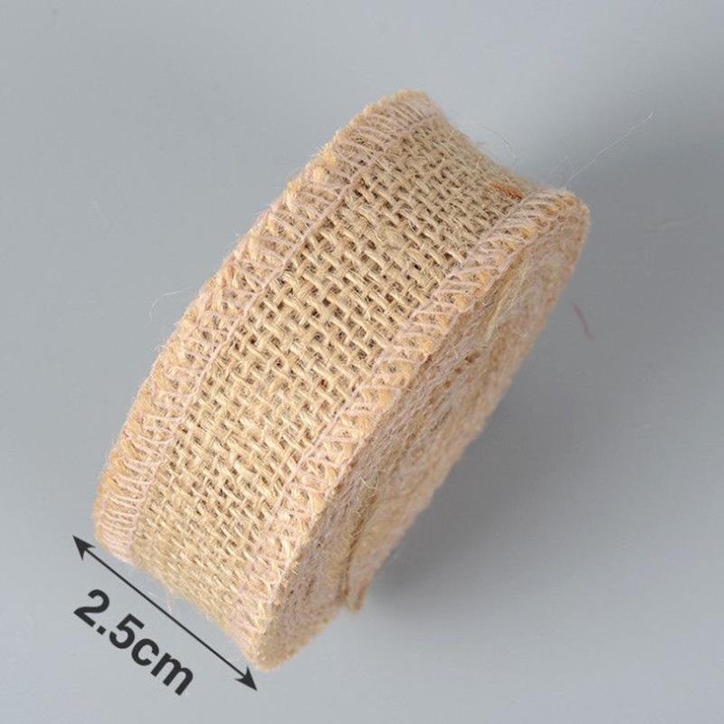 Jute Burlap Fållad Band DIY-väska Material Hampa Rep Flätad Linne Rulle Bröllopsfest Hantverk Dekorativ Gåva Sybehör