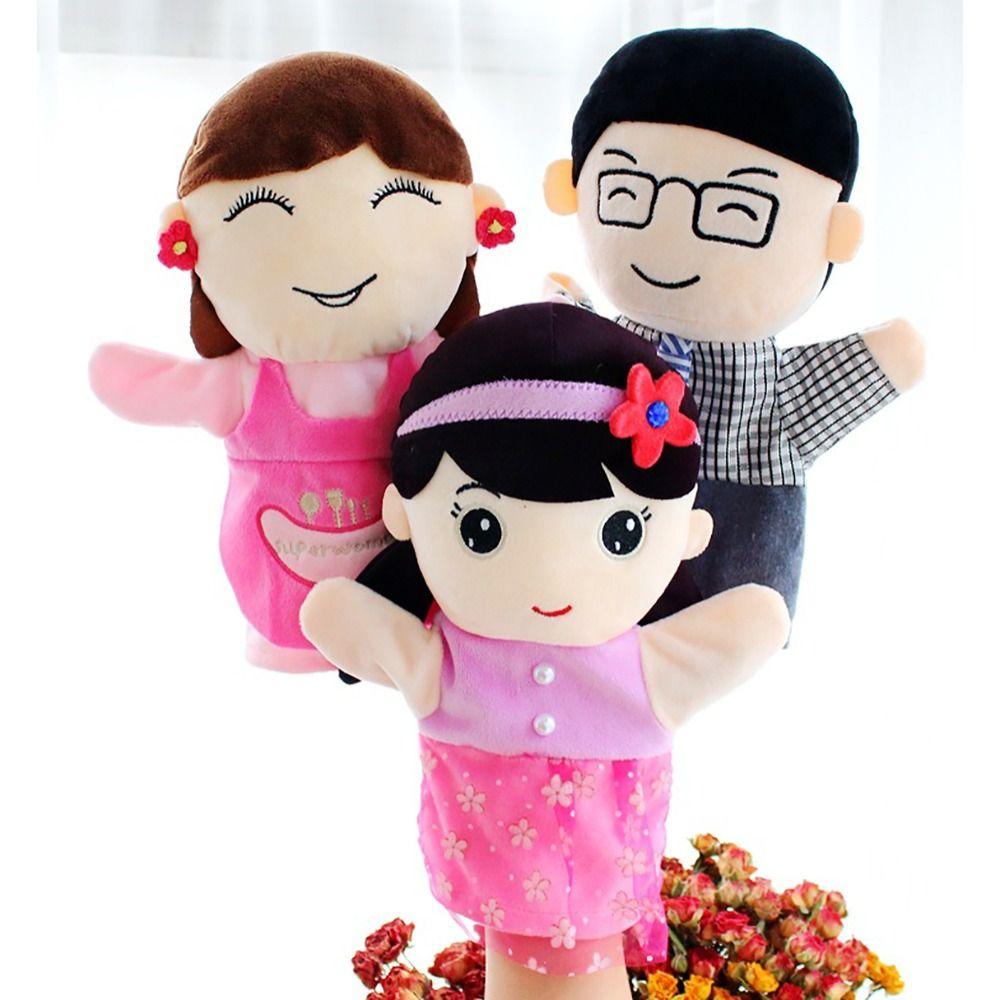 Soft Plush Storytelling Puppet 25CM Cartoon Familys Members Doll Familys Members Story Hand Puppet Toy