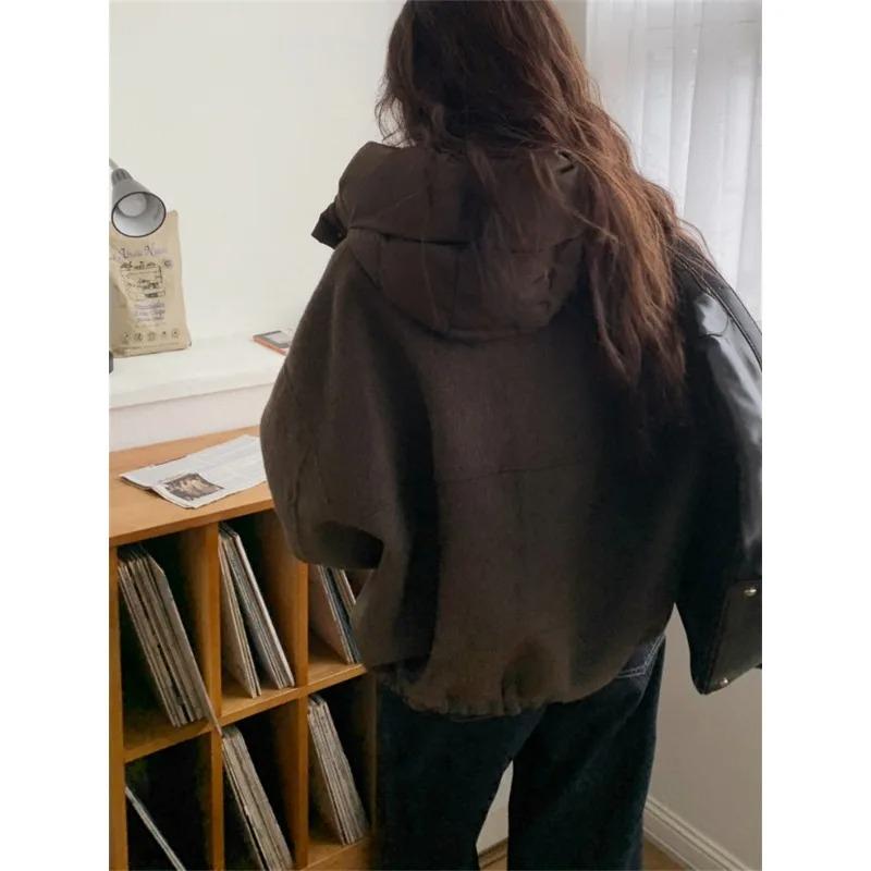 Abrigo de Invierno Holgado de Ocio Color Sólido para Mujer Chaqueta Trench Moda Femenina Elegante Casual Ropa para Mujer