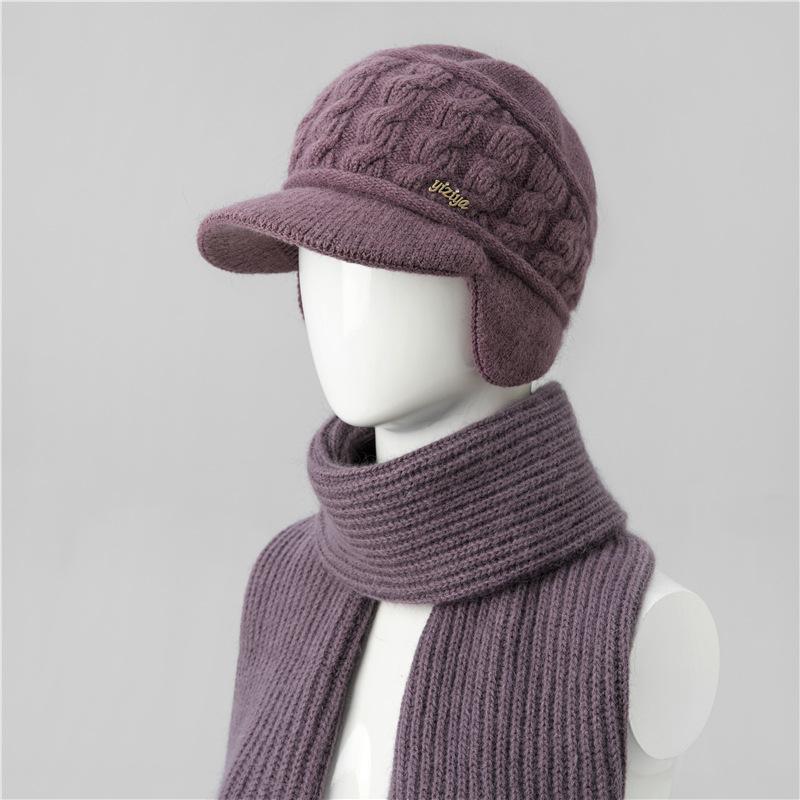 Thickened Fleece, Female Winter Elderly Ear - Protector Wool Hat, Warm for Cold Weather
