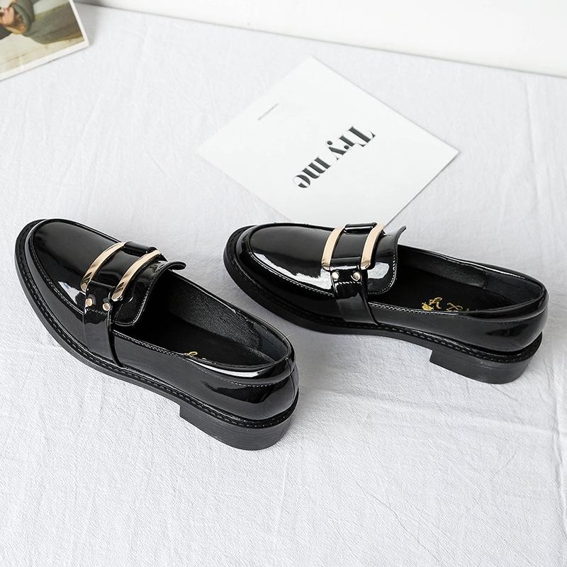 Genuine Leather Flat for Huizhou Women's Shoes Grape Mother Same Small Leather Shoes Women's Black Autumn and Winter New Loafers Women's