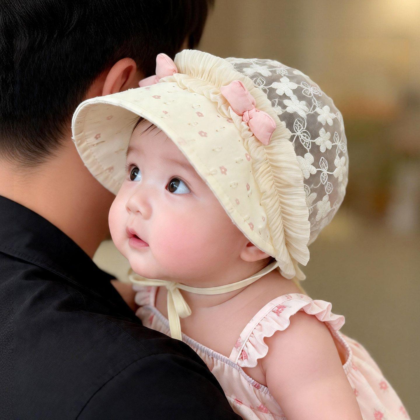 Summer Baby Sun Hat Thin Breathable UV Protection Princess With Sweet Bowknot Cute Infant Girl Caps recommended 0-12 months