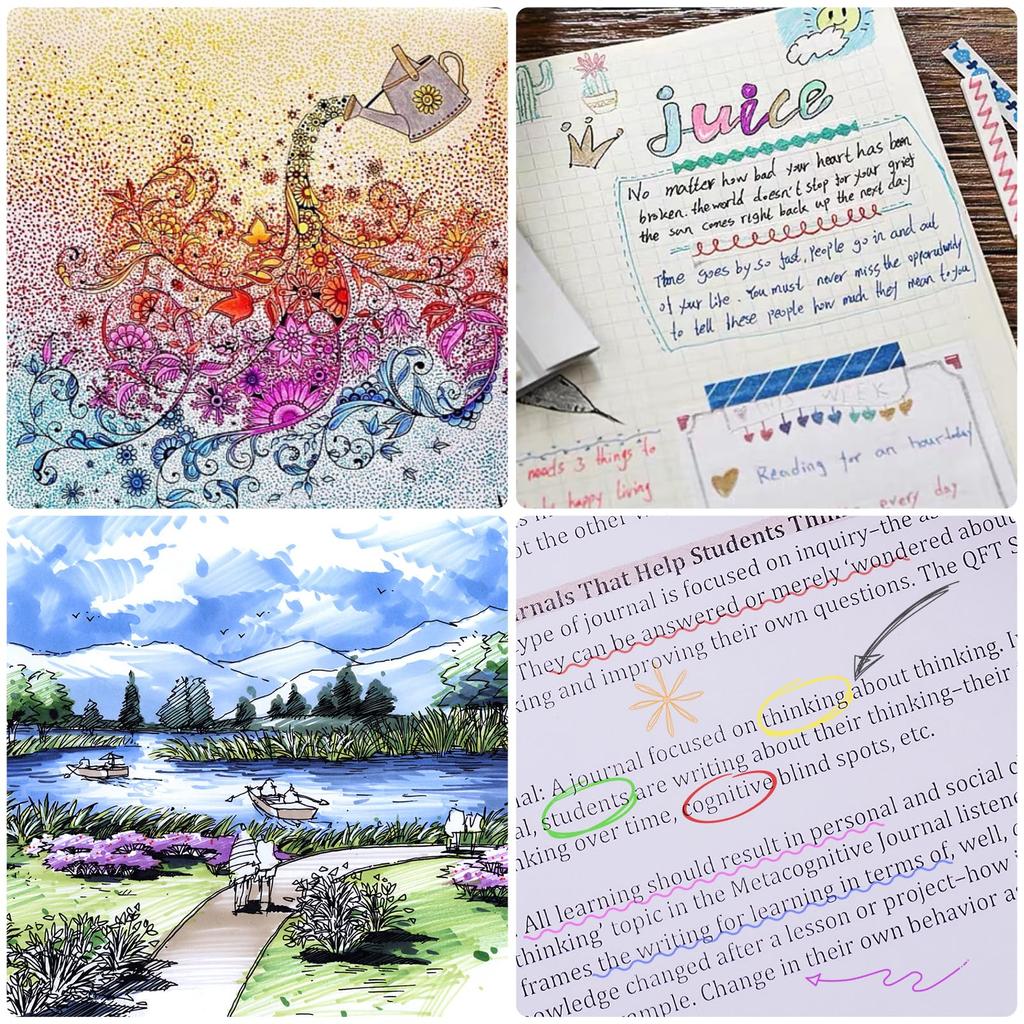 Attom Tech Art Bläckpenna 12-pack för och DIY-konstnärer 12-delars 0,5 mm set, Färger, Vattenbaserad Illustration, Skissning, Manga, Teckning,