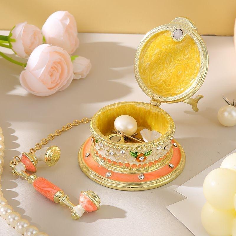 Vintage Telephone Enamel Alloy Jewelry Box, Ring & Necklace Storage Gift Box