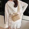 Retro Straw-Style Single Shoulder Square Bag with Chain