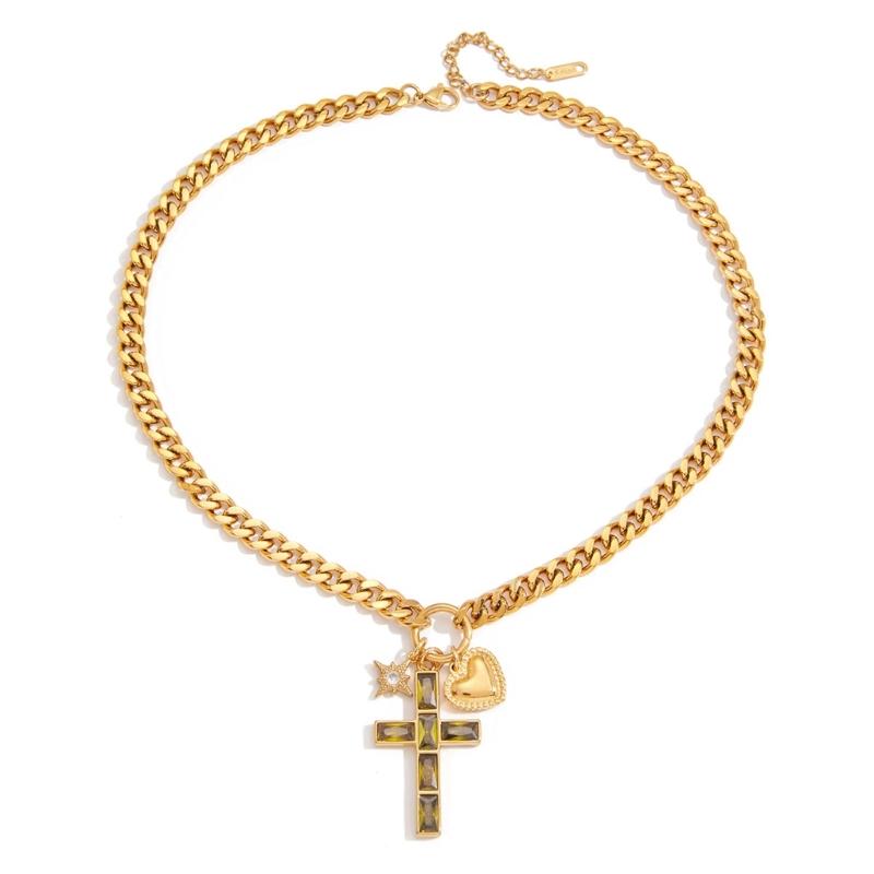 

Elegant Necklace Adorned with Glittering Zircon Accent Craft from Stainless Material for Stylish Outfits 1