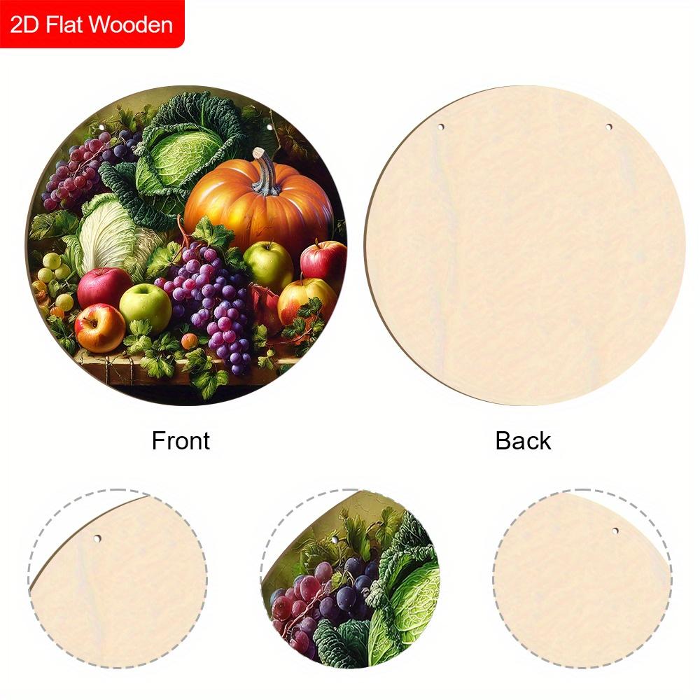 Autumn Harvest Wooden Sign with Fruits and Vegetables Pattern Design - Unique Wall Pediments - Ideal for Front Door, Yard, Porch, Room Decor