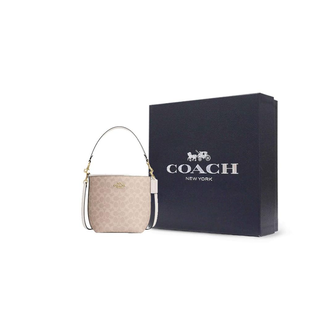 Coach City Bucket 17 Monogram Metal Logo Coated Canvas Bucket Bag Women Bags Sand CT800-IMXDM