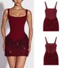 European & American Style Sequin Hip-hugging Waist-cinching Lace-up Short Skirt for Women
