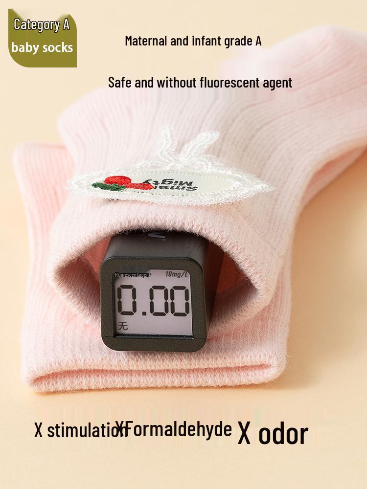 Spring-Autumn Breathable Baby Socks, Combed Cotton, 0-1 Year, Korean Style, Sweat-Absorbing, Mid-Calf.