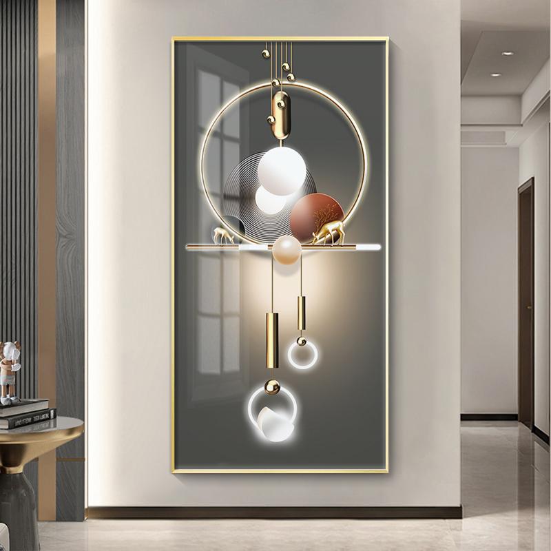 Pictură abstractă de lux de pânză aurie, artă de perete cu lumină copac bogat, afișe și imprimeuri pentru cerb, pentru decorarea coridorului, verandă