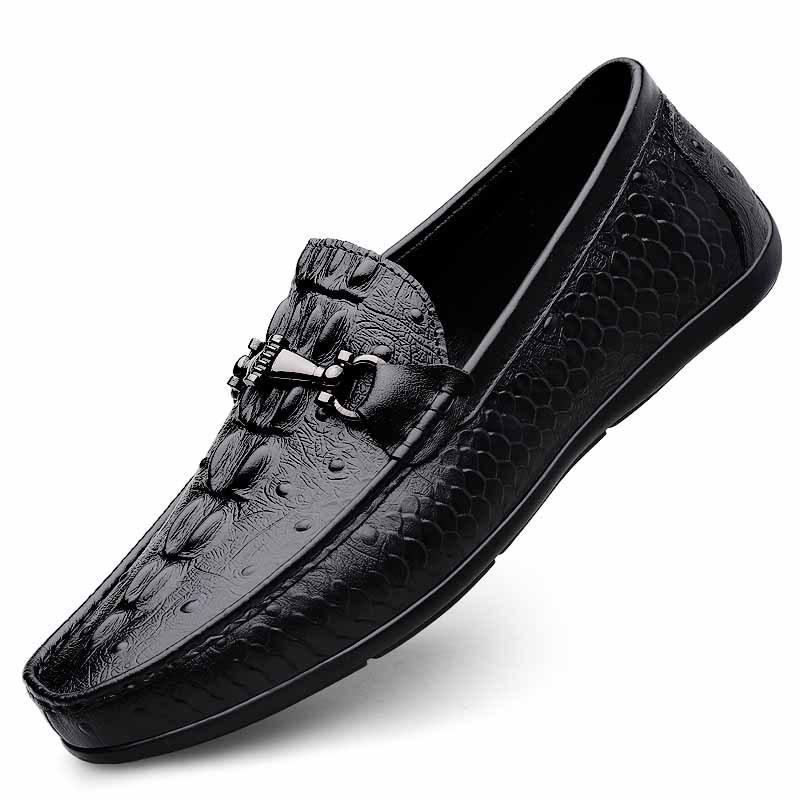 Men s Plaid Leather Loafers: Slip-On, Low-Top, Flat Casual Driving Shoes for Spring/Summer 37