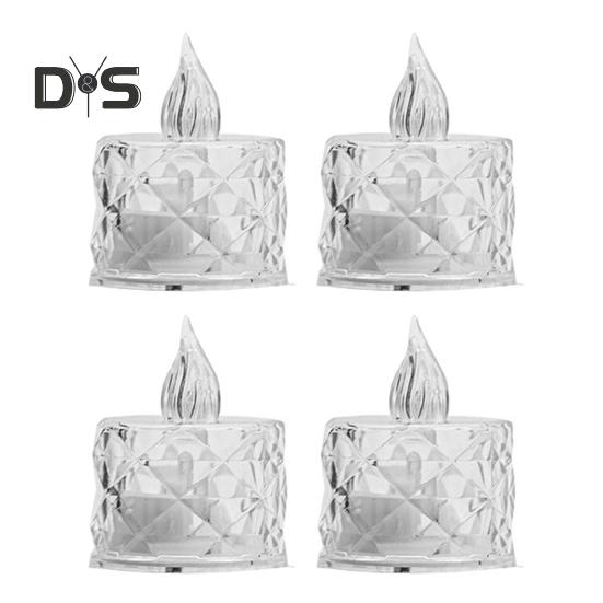 

4 шт. хрустальные беспламенные свечи светодиодные чайные свечи на батарейках мерцающие поддельные свечи для свадеб домашнего декора S