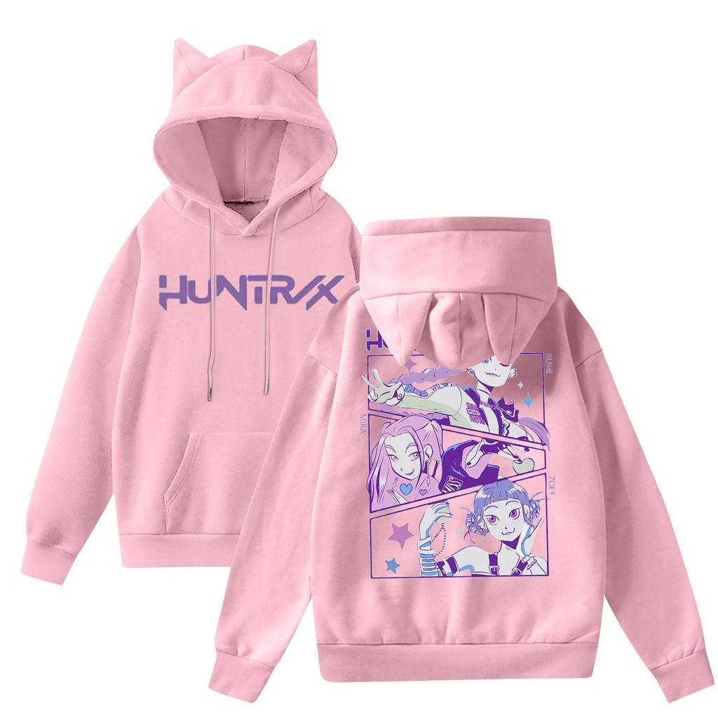 Ladies Fashion Casual Long Sleeve Printed Round Neck Hoodie Pullover Top With  Pockets