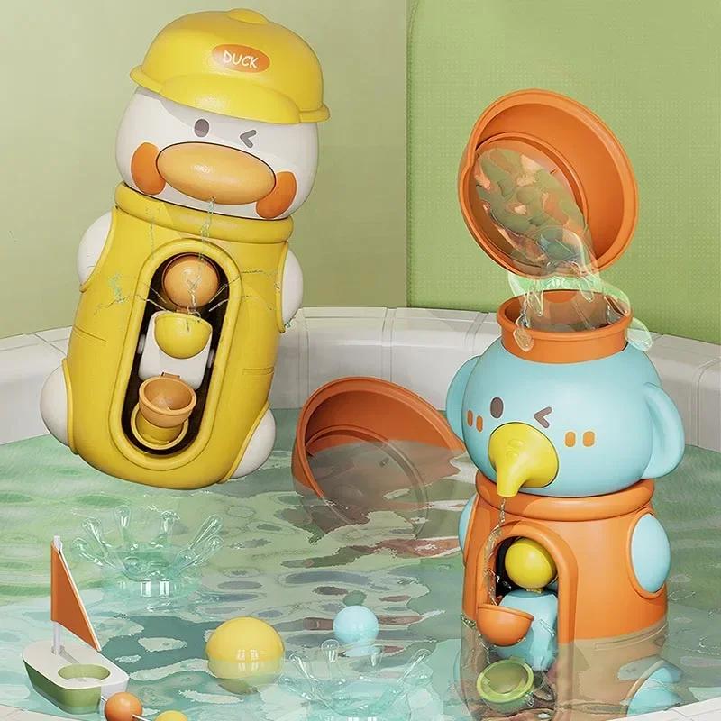 New Duck/ Bird Waterwheel Bath Toy for Children Kid Water Play Game in Shower Montessori Gift Spinner with Suction Cup Bathroom