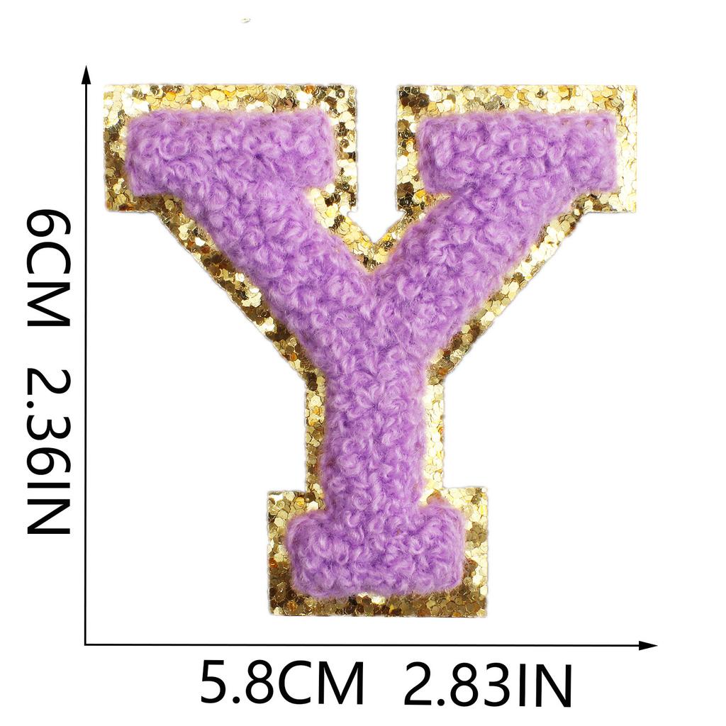 6Cm English Letter Towel Embroidery Patch Sticker Purple Letter Computer Embroidery Label Ironing Embroidery Chapter