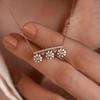 Curved Bar Three Daisy Flower Enamel Inlaid Cubic Zirconia Pendant Fresh Fairy Style Women Clavicle Sweater Necklace